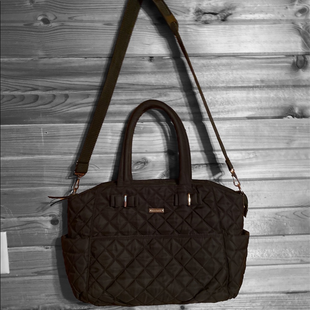 🆕 NWOT Black Nordstrom Quilted Storksak Diaper Tote Shoulder Bag